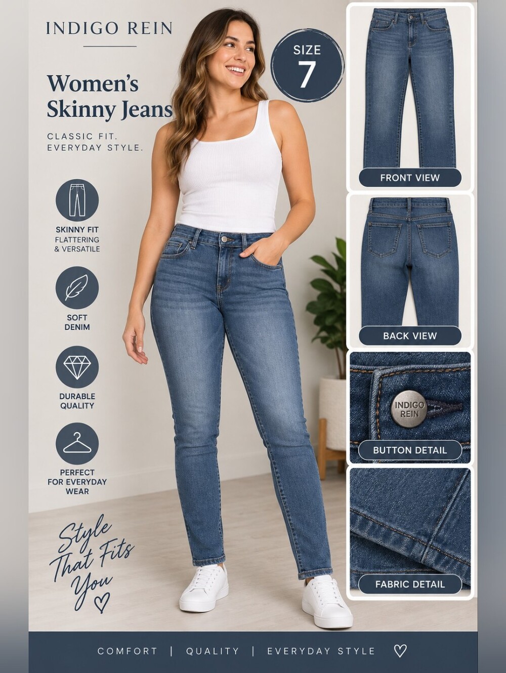 Indigo rein Women's size 7 denim skinny jeans #11